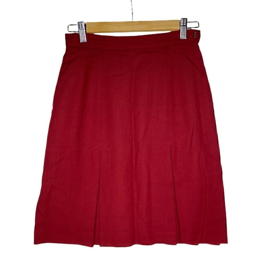 Saks Fifth Avenue Skirt Size 6 VTG Folio Collection Wool Women's Pleated Red
